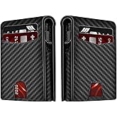 DIENQI 2025 Wallet for Men - RFID [Functional & Practical] Bifold Slim Minimalist Credit Card Holder Pop Up Wallet Metal Case with Cash Slot, Front Pocket with ID Window, Gift Boxed (Carbon Fiber)