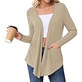 HIYIYEZI Cardigans for Women Casual Long Sleeve Open Front Cardigans with Pockets