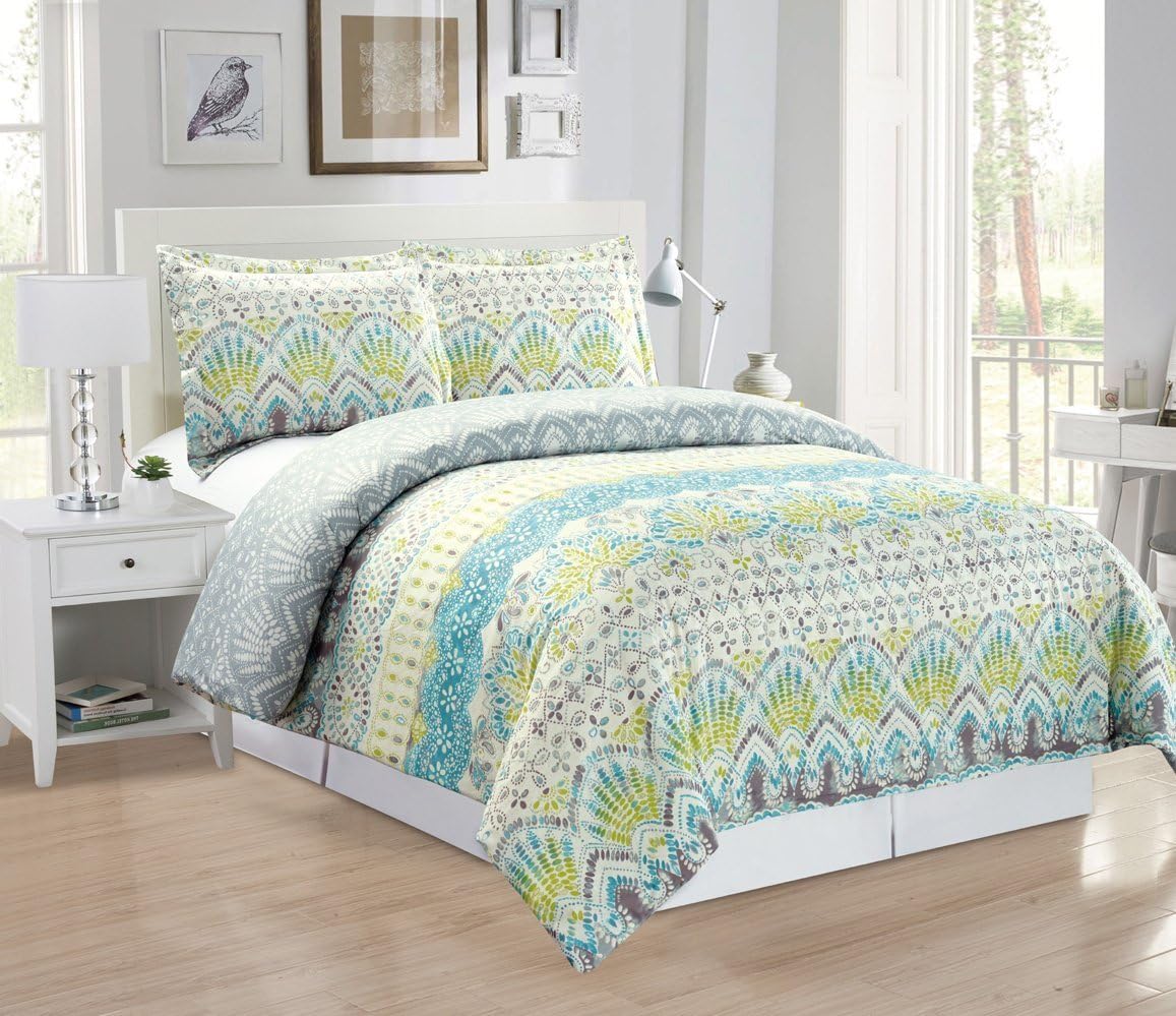 3Piece Fine Printed Duvet Cover Set King Size 1500