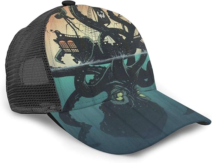 Octopus Kraken Ship Ocean Unisex Baseball Cap Distressed Casual Outdoor