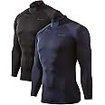 DEVOPS 2 Pack Men's Thermal Turtle Mock Neck Shirts, Compression Long Sleeve Tops and Hoodies