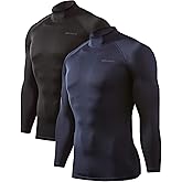 DEVOPS 2 Pack Men's Thermal Turtle Mock Neck Shirts, Compression Long Sleeve Tops and Hoodies