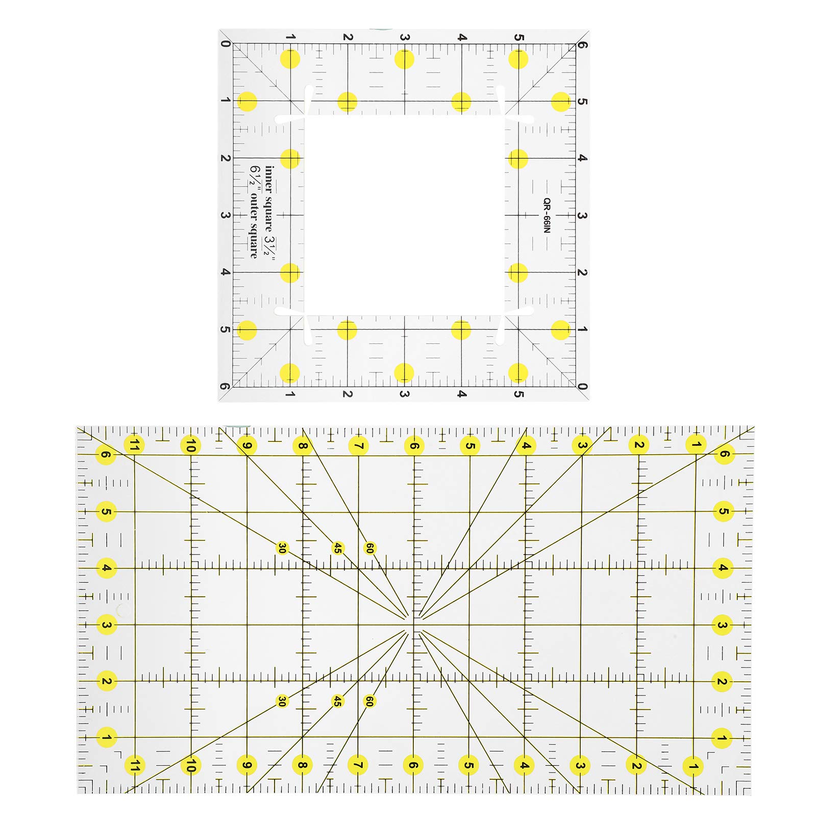 Rectangular 11.8 x 6.3Inch Square 6.5 x 6.5 Inch,2 Pack Acrylic Quilting Rulers for Easy Precision Cutting Quilting, Sewing DIY Crafts Other Sewing Embroidery Supplies