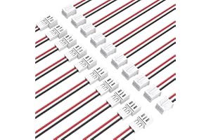 MOSWAG 10 Pairs 26 AWG JST-PH 2.0 Micro Electrical Male and Female Connector Plug with 100mm Wire Cables for LED Strips Light, RC Battery, Mini RC Helicopters