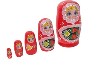 FRCOLOR Strawberry Theme Photo Props Traditional Wooden Russian Dolls Nesting Dolls for Strawberry