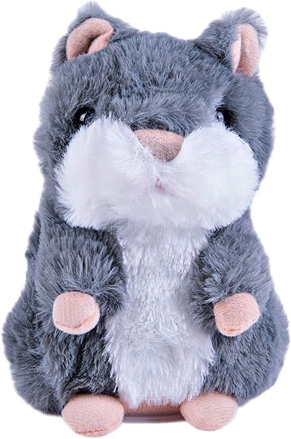 SKR Talking Hamster Toy Voice Recording and Changing Plush Toy for Kids (Gray)