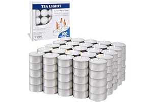 ZION JUDAICA LTD Zion Judaica Tealight Candles Unscented 100 Pack – 6 Hour Long Lasting, Smokeless, Dripless, Clean Burn – Tea Lights for Home, Religious, Ambiance, Shabbat, Camping, Food Warming