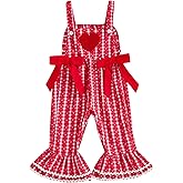 Adobabirl Toddler Baby Girl Easter Outfit Overalls Easter Eggs Bunny Embroidery Romper Flare Pants Bell Bottom Jumpsuit