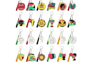 ParsNuntio Black History Month Wooden Art Decorations Keychains, DIY Blank Black History Month Theme Keychian Party Supplies 