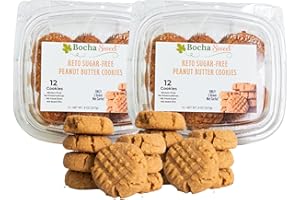 BOCHA SWEET BochaSweet Keto Peanut Butter Cookies – Zero Sugar, Gluten Free, Low Carb, Keto Friendly, Diabetic Snack – No Seed Oils, Clean Ingredients, Melt-in-Your-Mouth Texture, 8 oz (12 Cookies per Pack, Pack of 2)