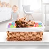 Woodluv Brown Wicker Storage Basket with Off White Lining Large view 3