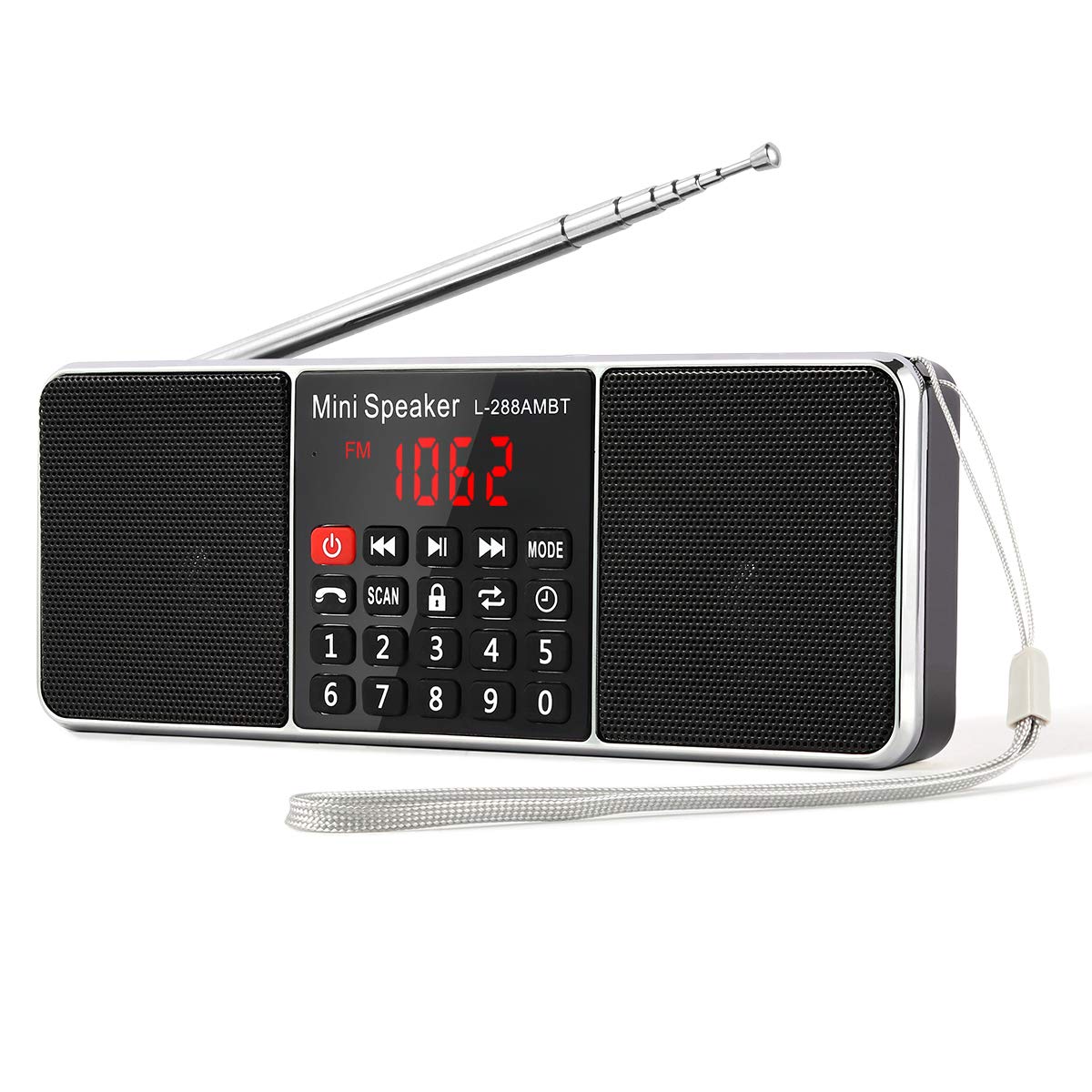 PRUNUS J-288 Portable Radio AM FM Battery Operated Radio with Bluetooth Speaker, Sleep Timer, Power-Saving Display, Ultra-Long Antenna, AUX Input & USB Disk & TF Card MP3 Player (Black)