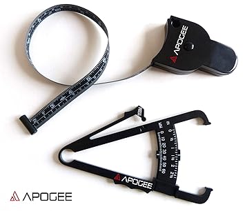 APOGEE Körperfettzange / caliper zange und KÖRPERMAßBAND - Perfekt für die Messung Körperfett messen KFA - Anleitung und Maßt