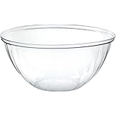 PLASTICPRO Disposable Round Crystal Clear Serving Bowls, Party Snack or Salad Bowl, Plastic Clear Chip Bowls, Party Snack Bowls, Candy Dish, Salad (2, 96 OUNCE)