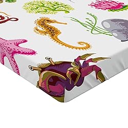 Ambesonne Marine Fitted Sheet Set, Sea Animals