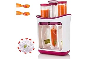 Squeeze Station Press & Store System for Homemade Baby Food, Baby Fresh Fruit Juice Food Maker with 10 Puree Food Pouches & 2