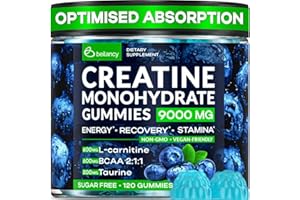 BEILANCY Creatine Monohydrate Gummies Complex 9000 MG for Men & Women, Easy-to-Take Creatine Monohydrate Supplement for Muscle Growth, Strength & Energy Support, Pre Workout Gummies 120 Count per Bottle