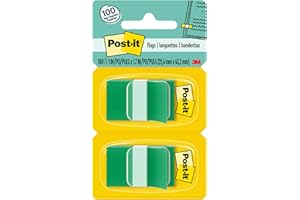 Post-it Flags, 50/Dispenser, 2 Dispensers/Pack, 1 in Wide, Green (680-GN2)