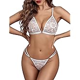 Avidlove Lingerie Set for Women Bra and Panty Set Halter Lace See Through Lingerie 2 Piece Set
