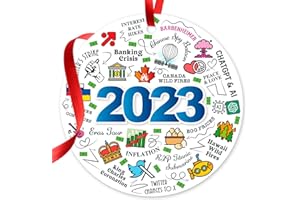 2023 Christmas Ornament, Christmas Tree Ornaments, Holiday Decor for Xmas Tree, Velvet Gift Pouch and Ribbon Included, Large 3.75" Round Metal Ornament, Soul Décor,