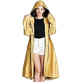 Freesmily Women Long Raincoat Waterproof Rain Jacket with Hood Zipper and Pockets Outdoors