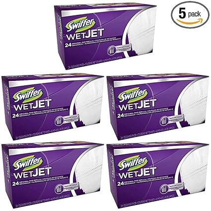 Swiffer Wetjet Hardwood Floor Wet Jet Spray Mop Pad Refills Original Scent Refill Cloth 5 Pack 24 Count