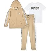 True Religion Boys 3 Piece Fleece Jogger Sets – Complete Hoodie, Tee & Sweatpants Outfit for Everyday Style