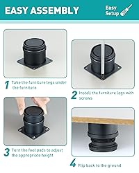 HDAJY 8-Pack 2 Inch Furniture Legs, Stainless Steel