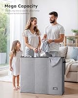 SOLEDI 180L Laundry Basket 3 Section Extra Large with Lid and Handles view 3