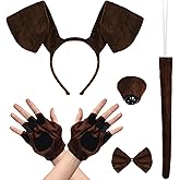 5PCS Dog Ears Headband Bowtie Nose Tail Puppy Paw Gloves Dog Costumes Set for Adult Kid Halloween Party Animal Cosplay