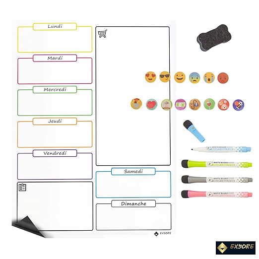 EXYORE Agenda semanal pizarra blanca Veleda, magnética, borrable ...