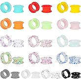 Mixed Color Soft Silicone Ear Gauges Plugs & Thick Double Flared Flexible Flesh Tunnels 16 Pairs Ear Expander Stretcher Plugs Gauges Body Piercing Jewelry