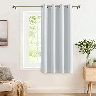 PONY DANCE Eyelet Curtain 52x63 Blackout Thermal Grey White 1 Panel