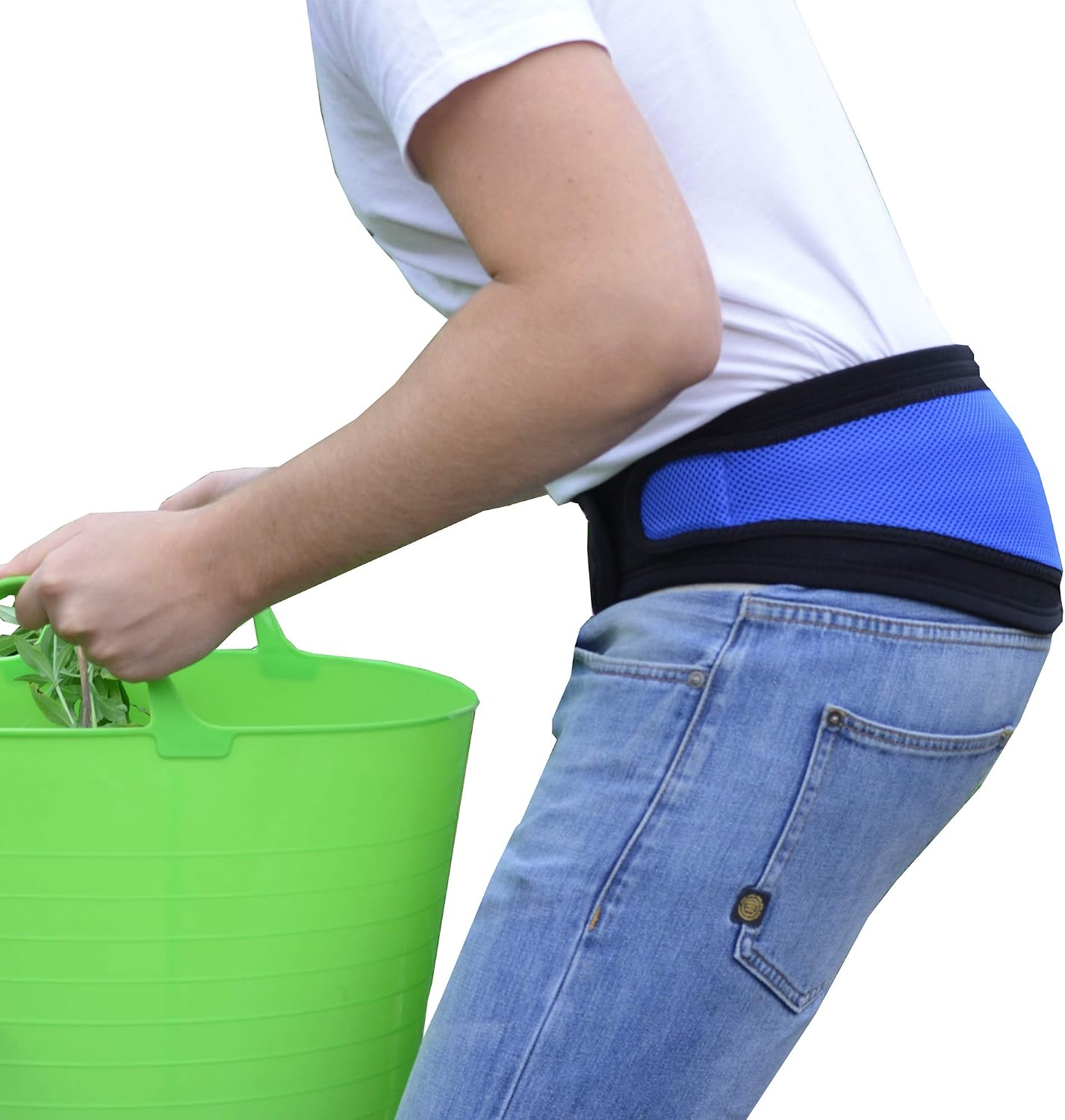Lumbar Belt, Hip, Lower Back Support (L/Blue) NO Stays, Non Sweat - ODOURLESS, Rash-Free Alternative to Neoprene/Latex Products. Unisex.