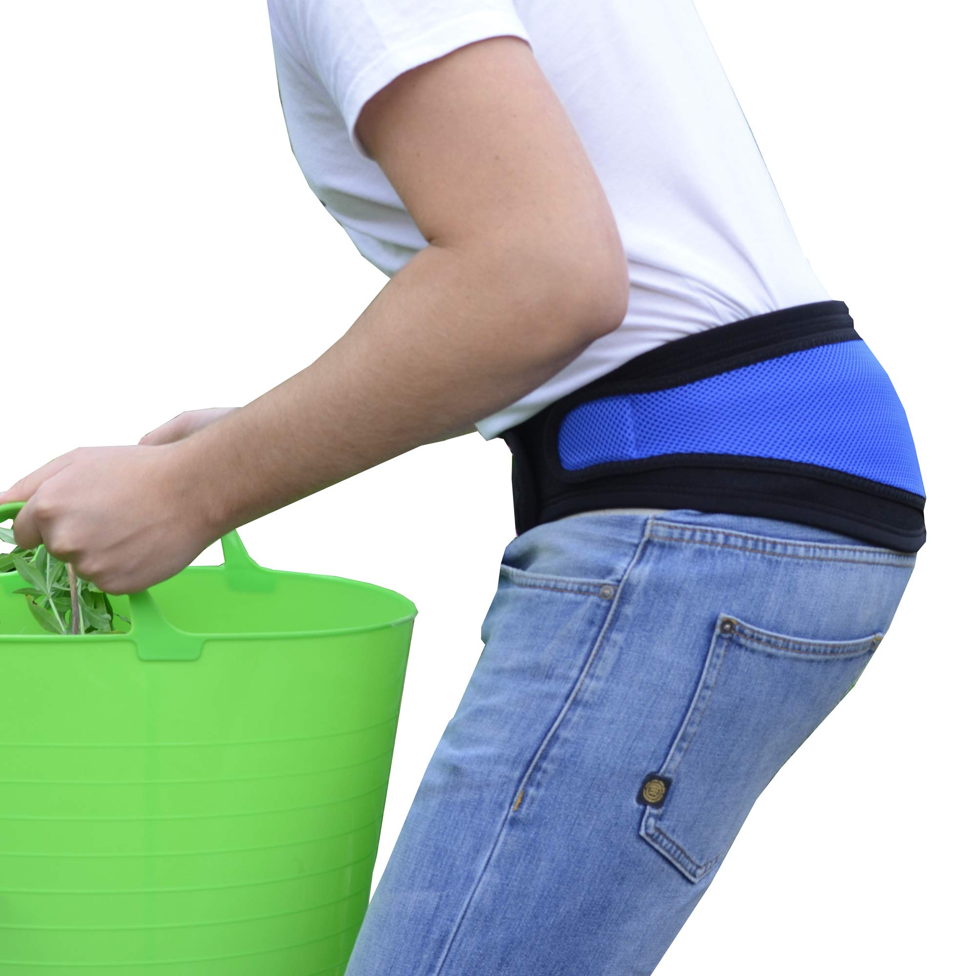 4DflexiSPORT Ultra-Comfort Lumbar Support Belt (Blue), No Stays, Perfect for Gardening And Sports Use. Airflow, Cooling, Anti-Sweat Fabric Technology.