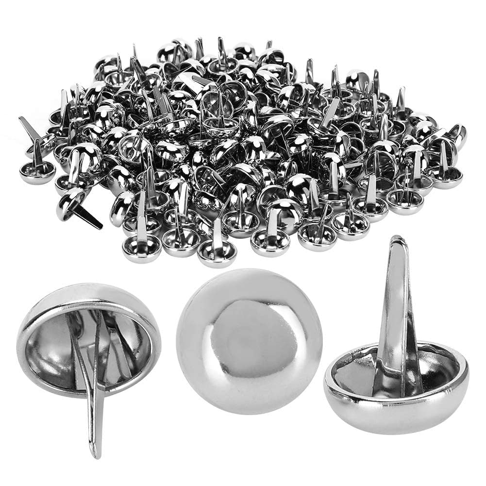 200PCS 15mm Silver Round Dome Studs, Claw Rivet Nailheads Spots Stud Metal Mushroom Head Spike Nailhead Rivets Spike Studs Spots Punk Rock for DIY Leather Craft