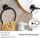 AMMIY Toilet Roll Holder Towel Ring Matte Black Stainless Steel 2 Pack view 6