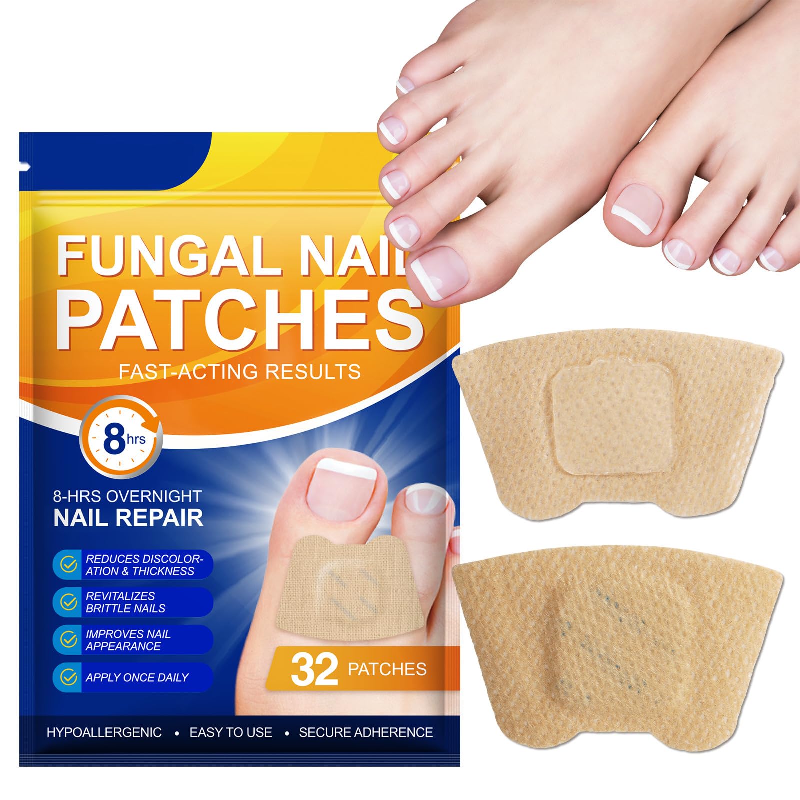 Photo 1 of Toenail Fungus Treatment Extra Strength - 32 Pcs Fungal Nail Patches, Nail Repair for Damaged Nails, Overnight Renewal for Men and Women