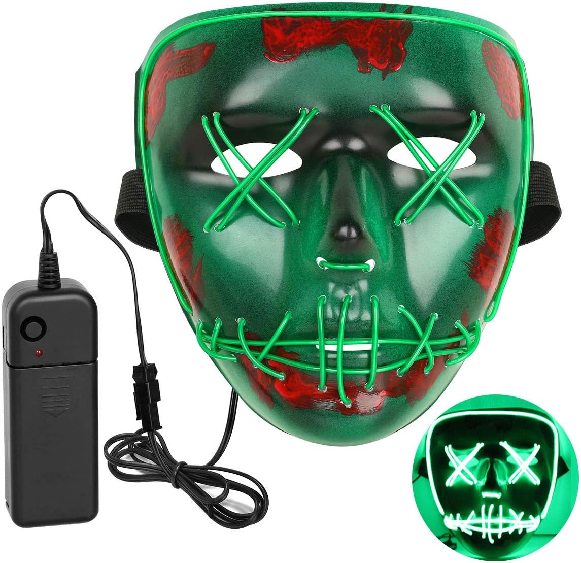 INKERSCOOP LED Halloween Mask Mask LED Light up Purge LED face mask EL Wire for Festival Cosplay Halloween Costume