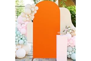FUHSY Orange Arch Cover 7.2FT Wedding Arch Cover Backdrop Fabric Spandex Fitted Arch Backdrop Cover Party Arch Stand Cover for Round Top Stretch Chiara Backdrop Stand Baby Shower Birthday Party Decor