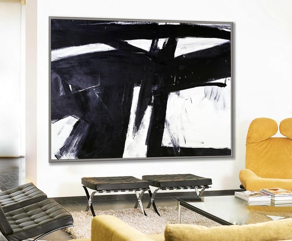 Amazon.com: Abstract Canvas Art, Abstract Painting, Black white canvas