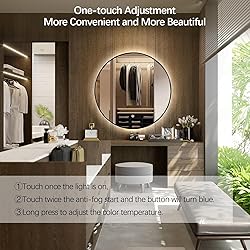 Niccy 40" LED Backlit Round Mirror for