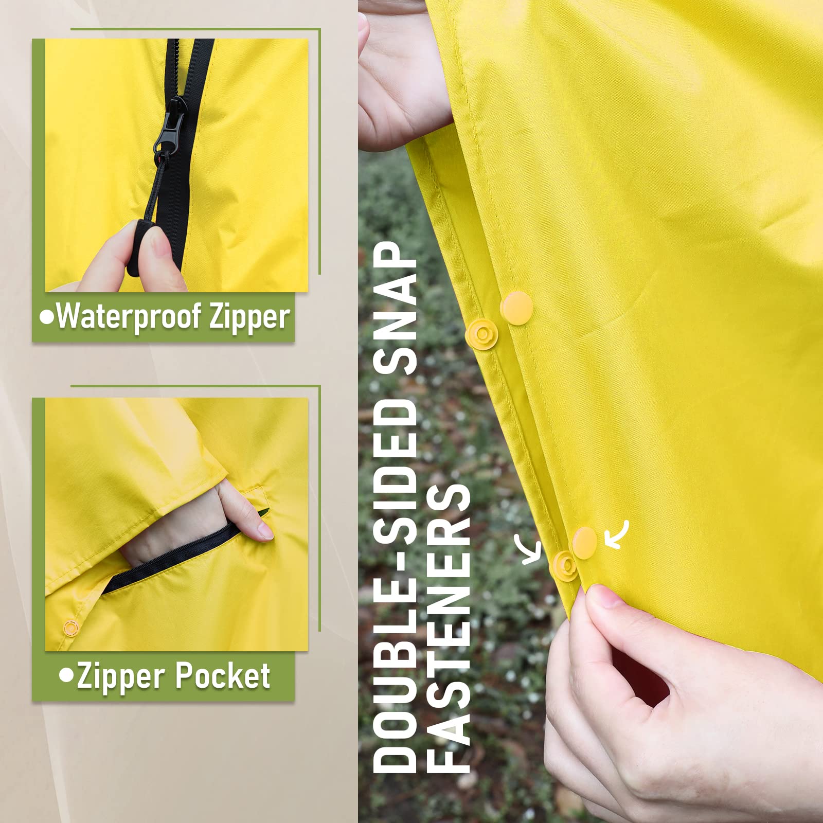 SaphiRose Unisex Rain Poncho Raincoat Hooded for Adults Women with Pockets
