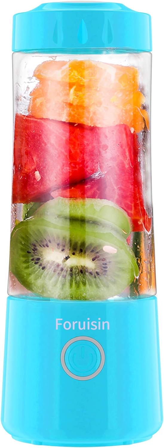 Portable Personal Blender, Household Juicer Fruit Shake Mixer - Six Blades, 380ml Baby Cooking Machine with USB Charger Cable