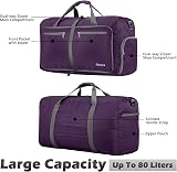 Gonex 80L Foldable Duffle Bag Shoes Compartment Purple view 3