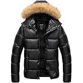 CTFASHION Men's Puffer Jacket Winter Coat Puffy Parka with Fur Hood Waterproof & Windproof Shell Fleece lining 4 Pockets