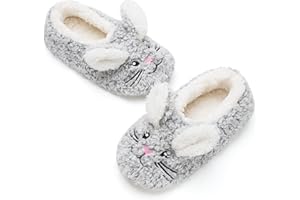 Cozylook Cute Animal House Slippers - Fuzzy Warm Bedroom Slipper Socks Non-Slip Grippers with Funny Face Designs, Fun Christmas Gifts Unique