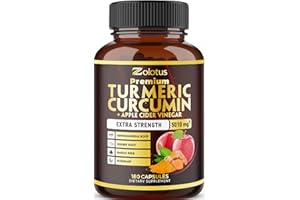 ZOLOTUS 7 in 1 Premium Turmeric Curcumin + Apple Cinder Vinegar Capsules, Equivalent to 5010mg, 6 Month Supply with Ashwagandha, Ginger, Garlic Bulb, 95% Standardized Curcuminoids, Joint & Absorption Support