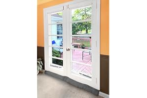 Home District French Door Draft Stopper - Weighted Under Door Draft Blocker, Apartment Noise Blocker, Window Draft Dodger, Winter Door Insulation Strip - 60 Inches Long - Gray