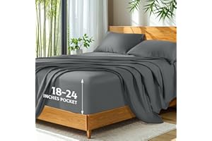 SONORO KATE 100% Viscose Derived from Bamboo_, Extra Deep Pocket up to 18"-24",Ultra Soft & Cooling Sheets for Hot Sleepers, Hotel Luxury Silky Bed Sheets (Dark Grey,Queen)